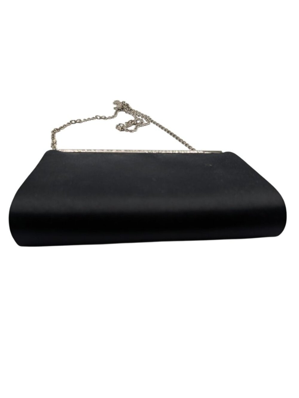 Eliza Gray Starfish Crystal Embellished Black Satin Evening Bag W Silver Chain - Picture 12 of 15